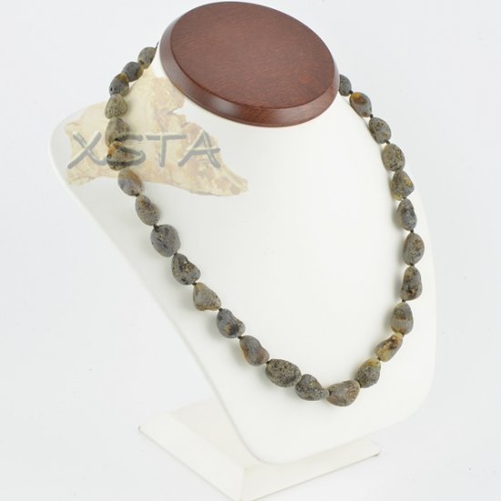 Amber raw necklace green olive